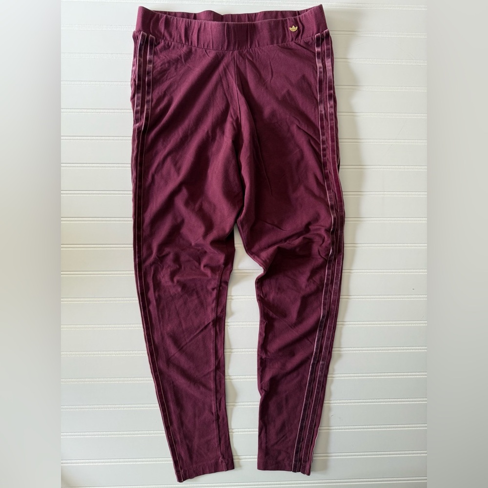 Adidas Originals Tights with Velvet Stripes & Trefoil Rivet – Size Large
